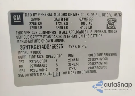 2013 Chevrolet Avalanche Ltz из США, поврежденный, VIN 3GNTKGE74DG155276